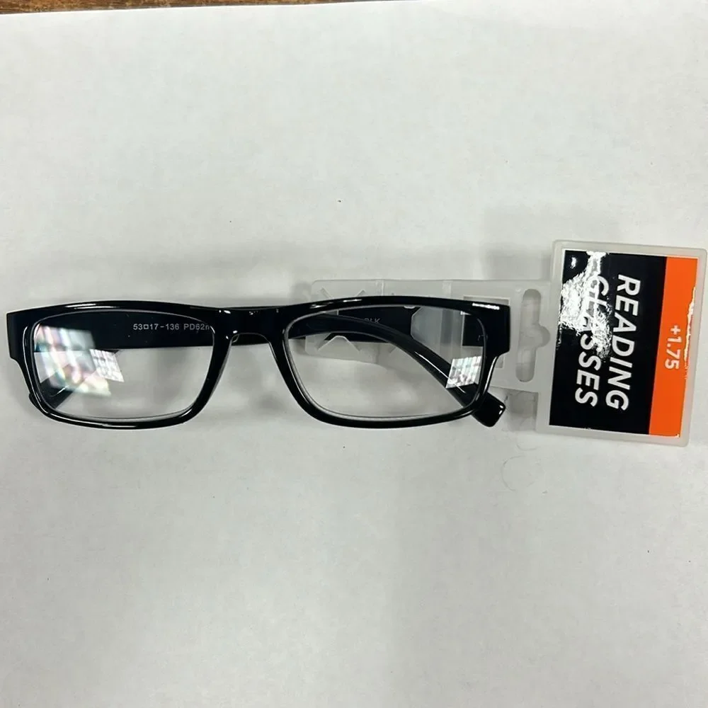 Reading Glasses +1.75.. Set of 3 pair. Black. EG109